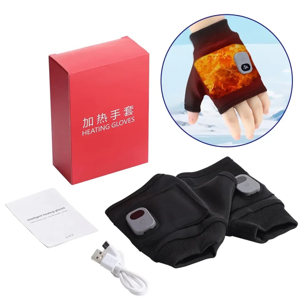 1 paio di guanti riscaldanti per le mani, scaldamani USB ricaricabili, guanti termici invernali senza dita, per escursionismo, ciclismo, digitazione, senza fili