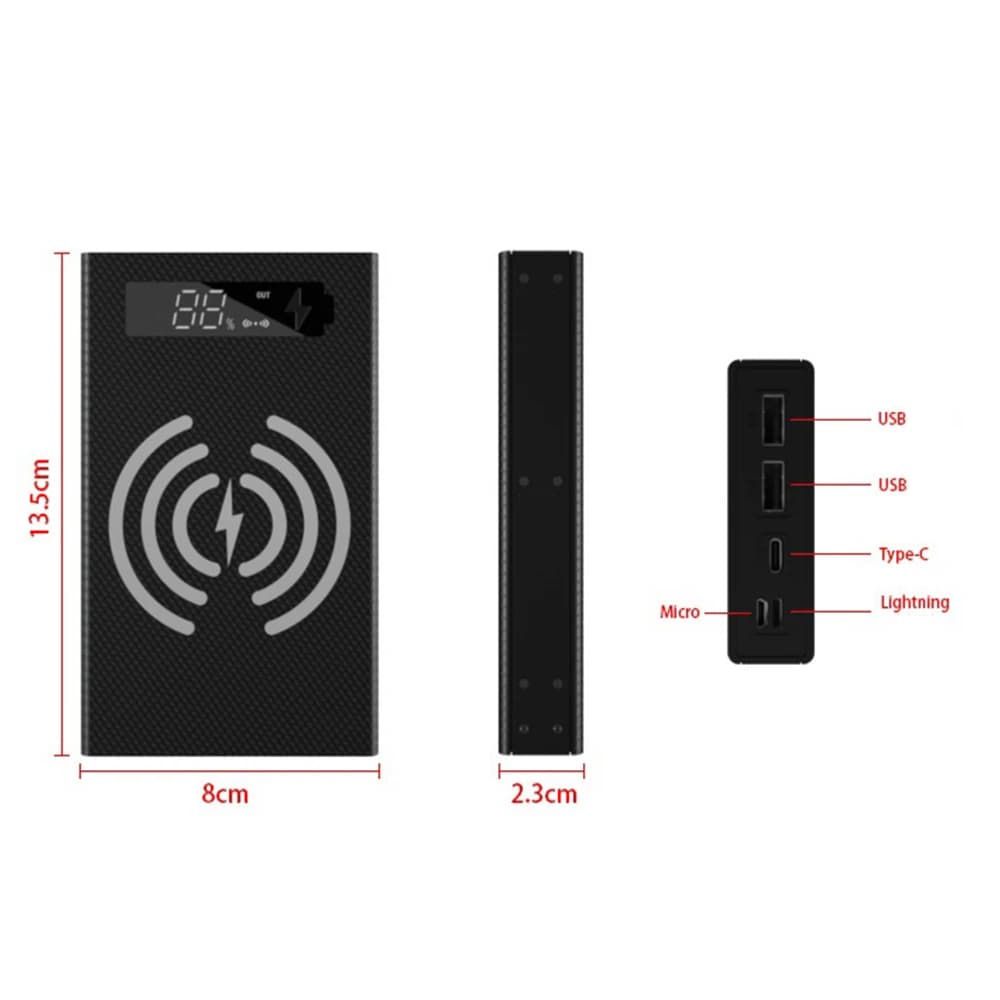 AED7-5 X 18650 Scatola di alimentazione mobile staccabile 18650 Ricarica QC 3.0 PD fai da te