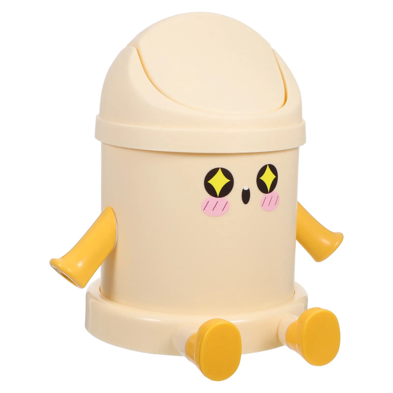 Mini Desktop Trash Can Plastic Cute Wastebasket Swing Lid Tiny Garbage Bin Office Tabletop Small Rubbish Bin Small Garbage Can