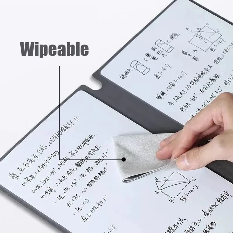 Quaderno Lavagna Bianca Riutilizzabile A5 - Blocco Note con Copertina in Pelle, Penna e Gomma, Planner Settimanale Portatile per Ufficio e Scuola