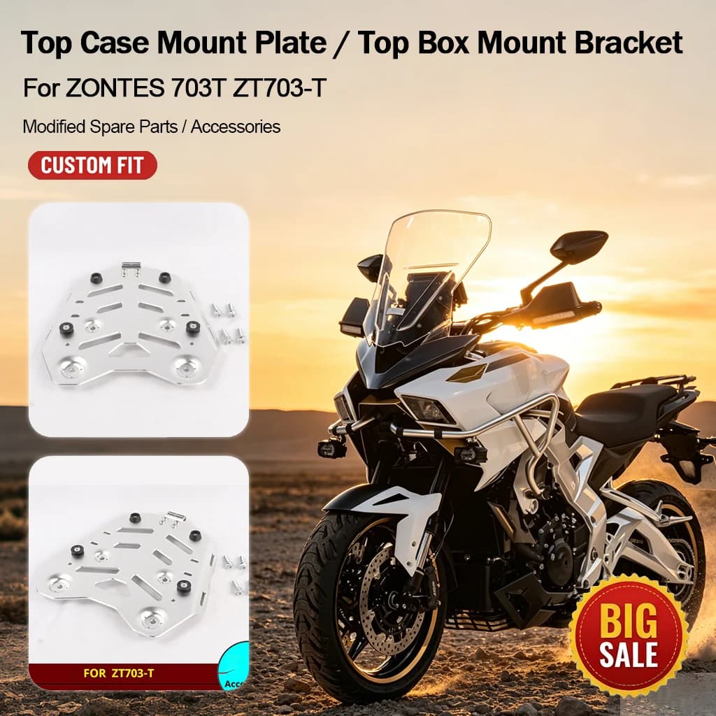 Motorcycle Rear Luggage Rack Top Case Mount Plate Aluminum Base Plate Accessories For ZONTES 703T ZT703-T