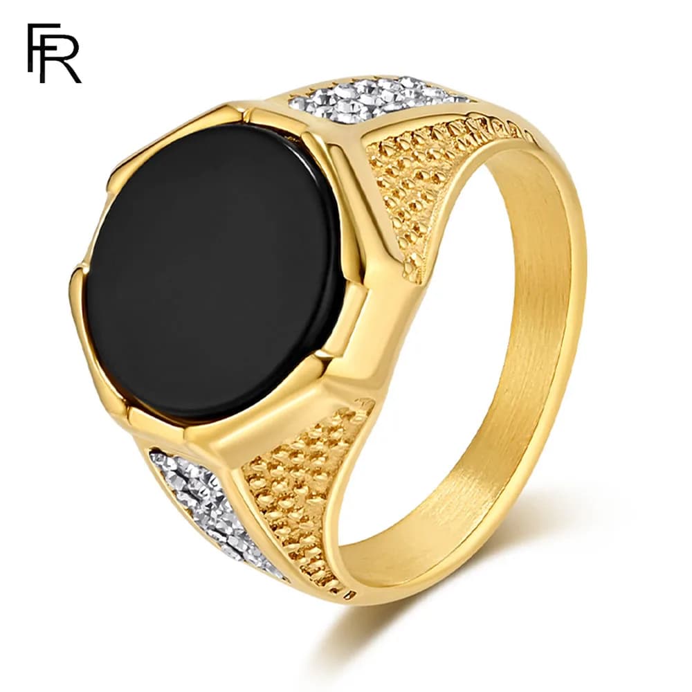 Titanium Steel Ring with Luxury Black Luxury Light Men's Custom Stainless Steel Ring Wholesale