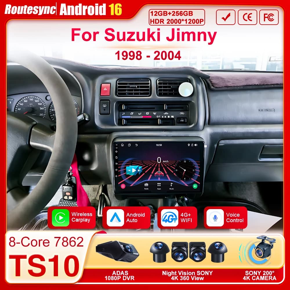 For Suzuki Jimny 1998 - 2004 Audio Player for Carplay Android 16 Radio Auto with Touch Screen Intelligent Multimedia Systems for Cars