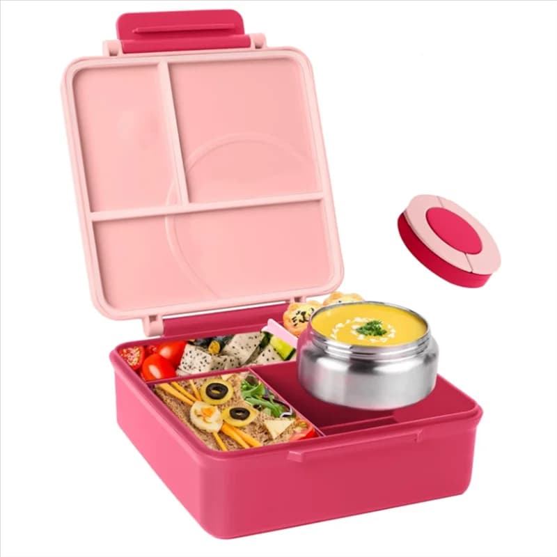 A66Z Bento Box termoisolato per bambini, contenitore per il pranzo a 4 scomparti a prova di perdite per alimenti caldi e freddi, adatto per la scuola e il viaggio