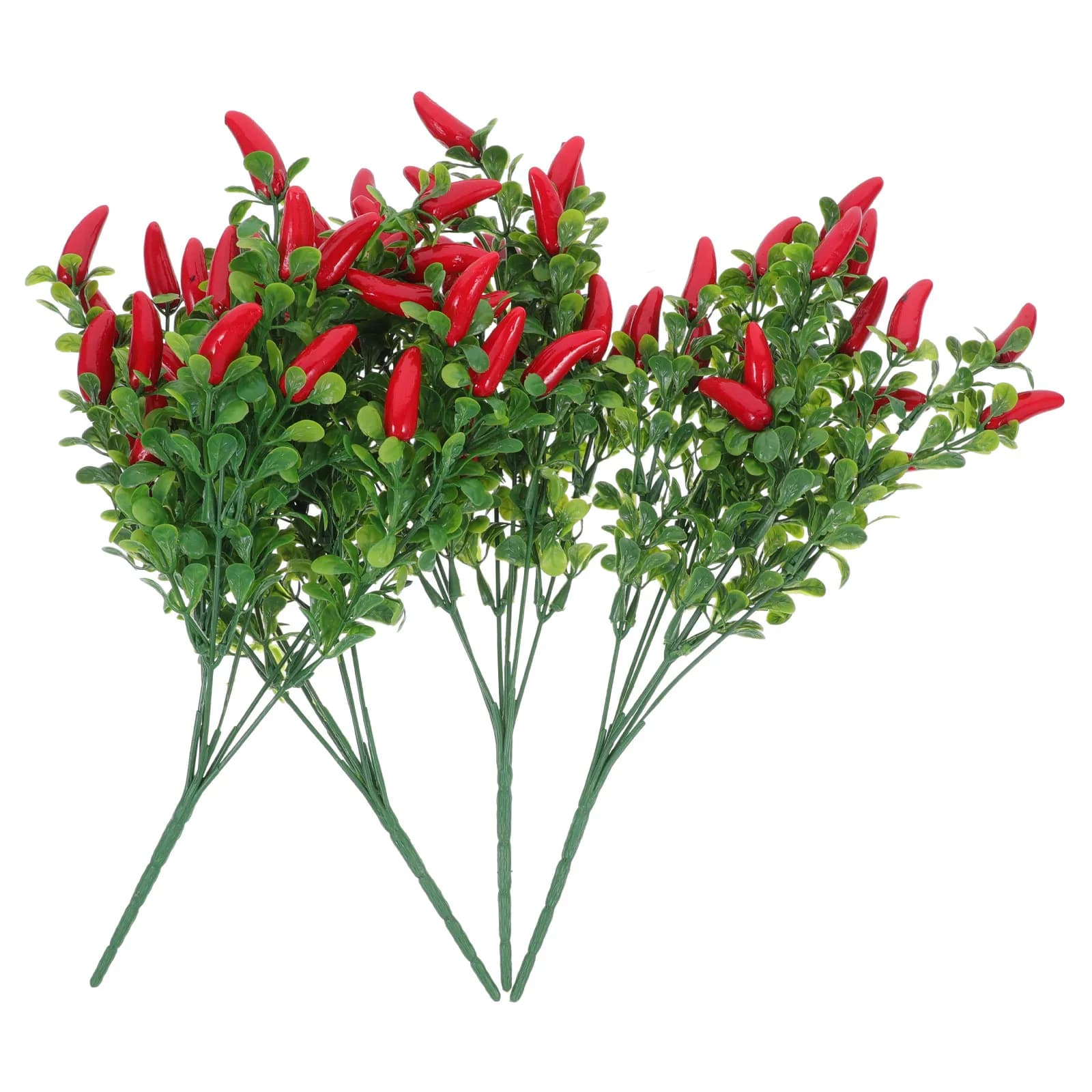 Set of 4 Artificial Pepper Plants, Plastic Realistic Decorations, Mini Bonsai for Home Ornament and Photo Accessories