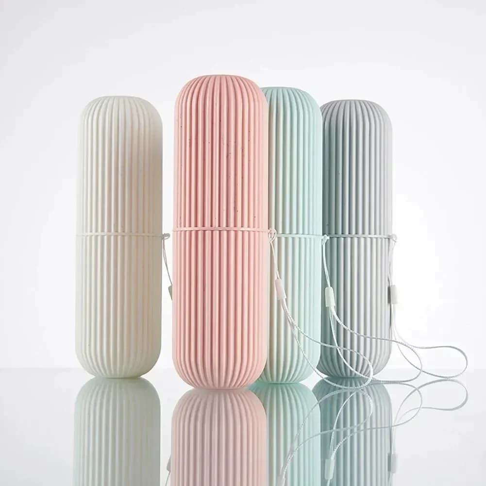 1PC Portable Toothbrush Cup with Toothpaste Holder Bathroom Storage Case Box Organizer for Travel Creative Toilettries Container