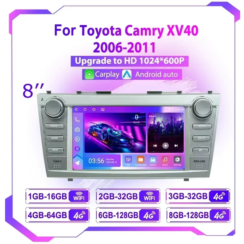 Android 13 Autoradio per Toyota Camry 2006 2007 2008 2009 2010 2011 8 pollici HD Touch Screen Auto Stereo CarPlay Navigazione GPS