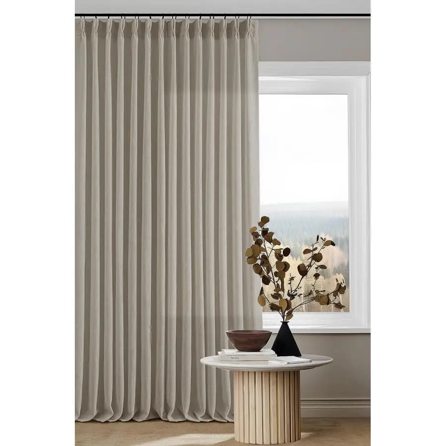 Long Folding Blinds in Linen for Living Room and Bedroom, 2 Panels, Clear Brown, Beige, Taupe, Filtranti and Privacy