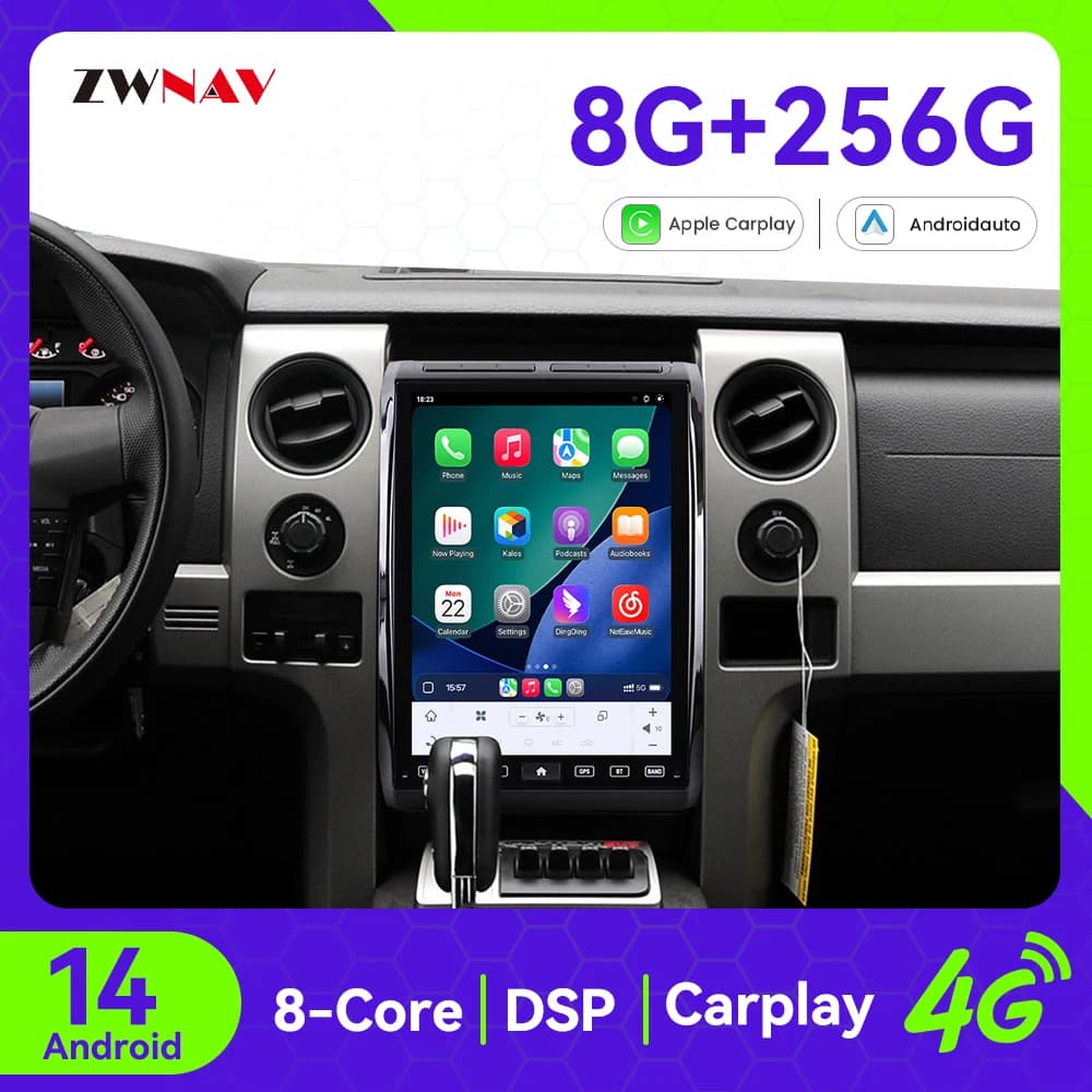 ZWNAV Android 14 Autoradio Per Ford F150 2009-2014 Navigazione GPS Wireless CarPlay Android Auto DSP Suono WIFI 4G Sistema