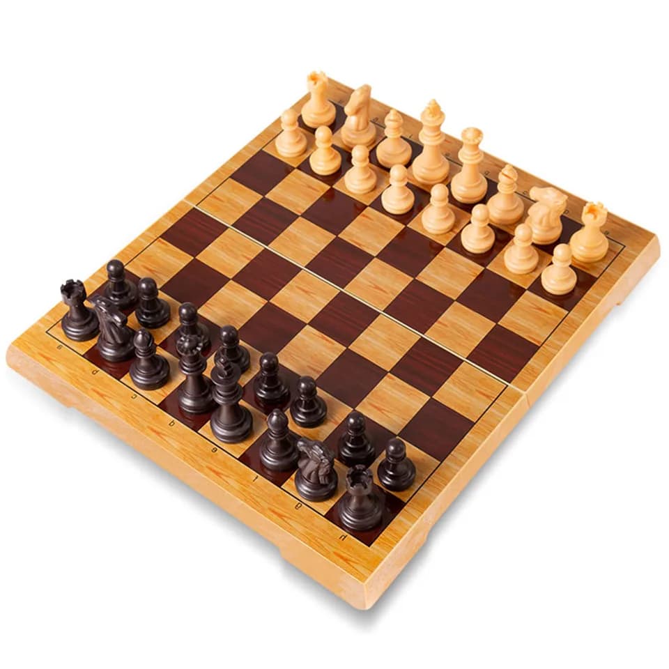 Gioco da Tavolo per Famiglia, Set di Scacchi Portatile da Viaggio, Gioco di Scacchi in Plastica con Pezzi e Scacchiera Pieghevole, Regalo per Bambini