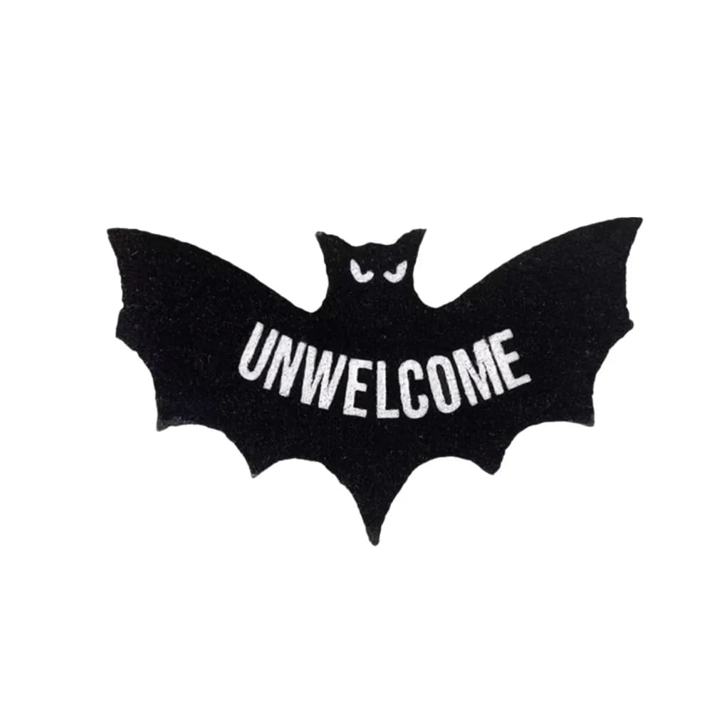 Unique Faux Cashmere Halloween Unwelcome Bat Doormat Water-absorbent Non-slip Spider Web Rug Cartoon Gothic Floor Mat Bathroom