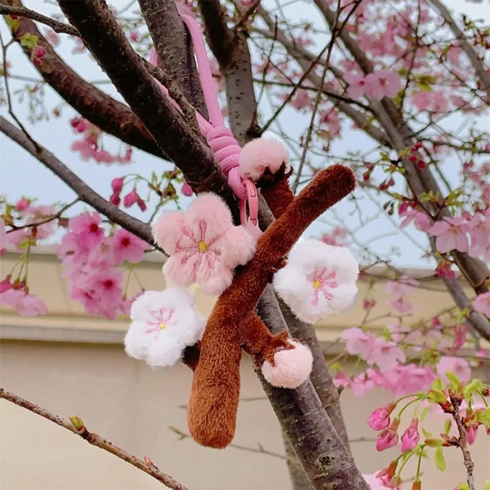Cute Style Sakura Keychain Pink Cute Doll Flower Charm Cherry Blossom Hanging Pendant Bag Charm Backpack Accessories