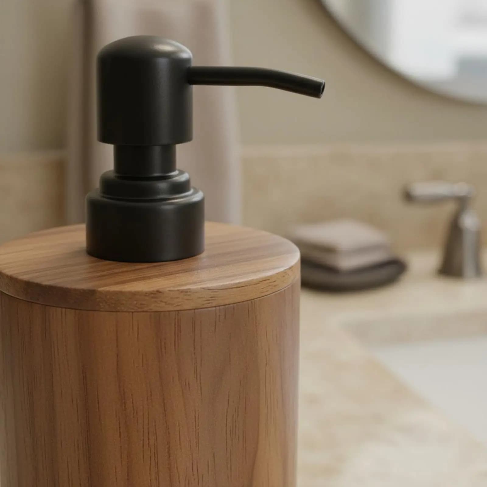 Dispenser in Legno di Noce, Design di Lusso, Bottiglia con Pompa per Lozione, Flacone Ricaricabile per Shampoo, Accessorio da Bagno per Hotel