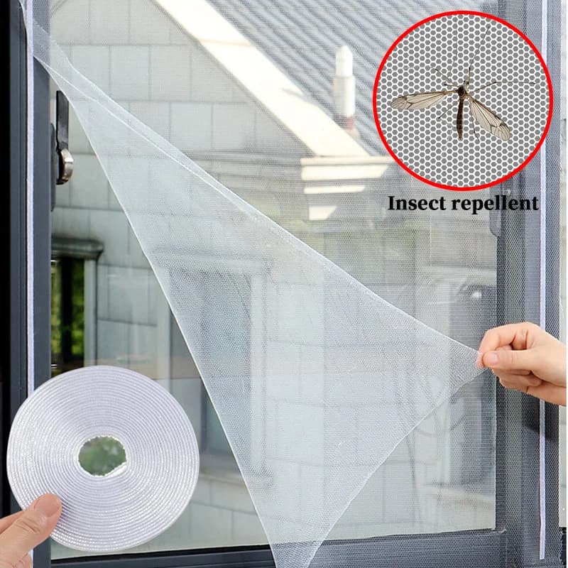 Self-Adhesive Fly Mosquito Window Net – DIY Insect Mesh with Tape, Bug Net Curtain for Indoor Windows, Easy-Fit Home Textile