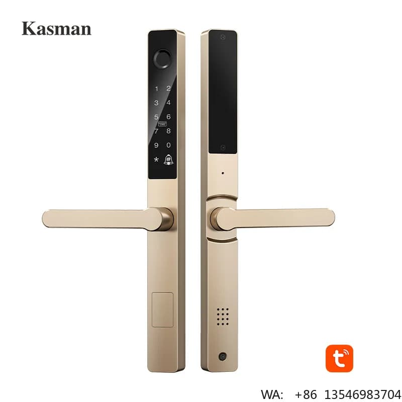 Serratura Intelligente Kasman SOURCE PRICE per Porte Strette, Maniglia Dorata, Senza Chiave, Impermeabile, OEM