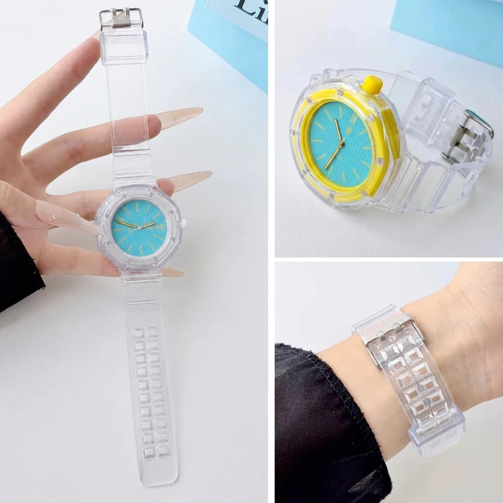 Transparent Tpu Strap+case for royal pop swatch accessories Shockproof Bracelet correa Swatch AP Royal Pop Waterproof watchbands