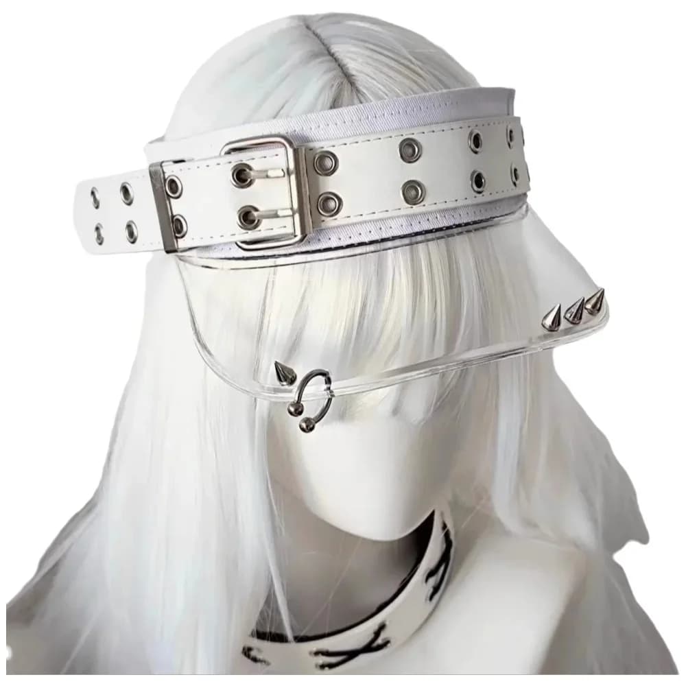 Punk futuristic baseball cap with open top and leather buckle fashion hat similar to a hot girl baseball cap.