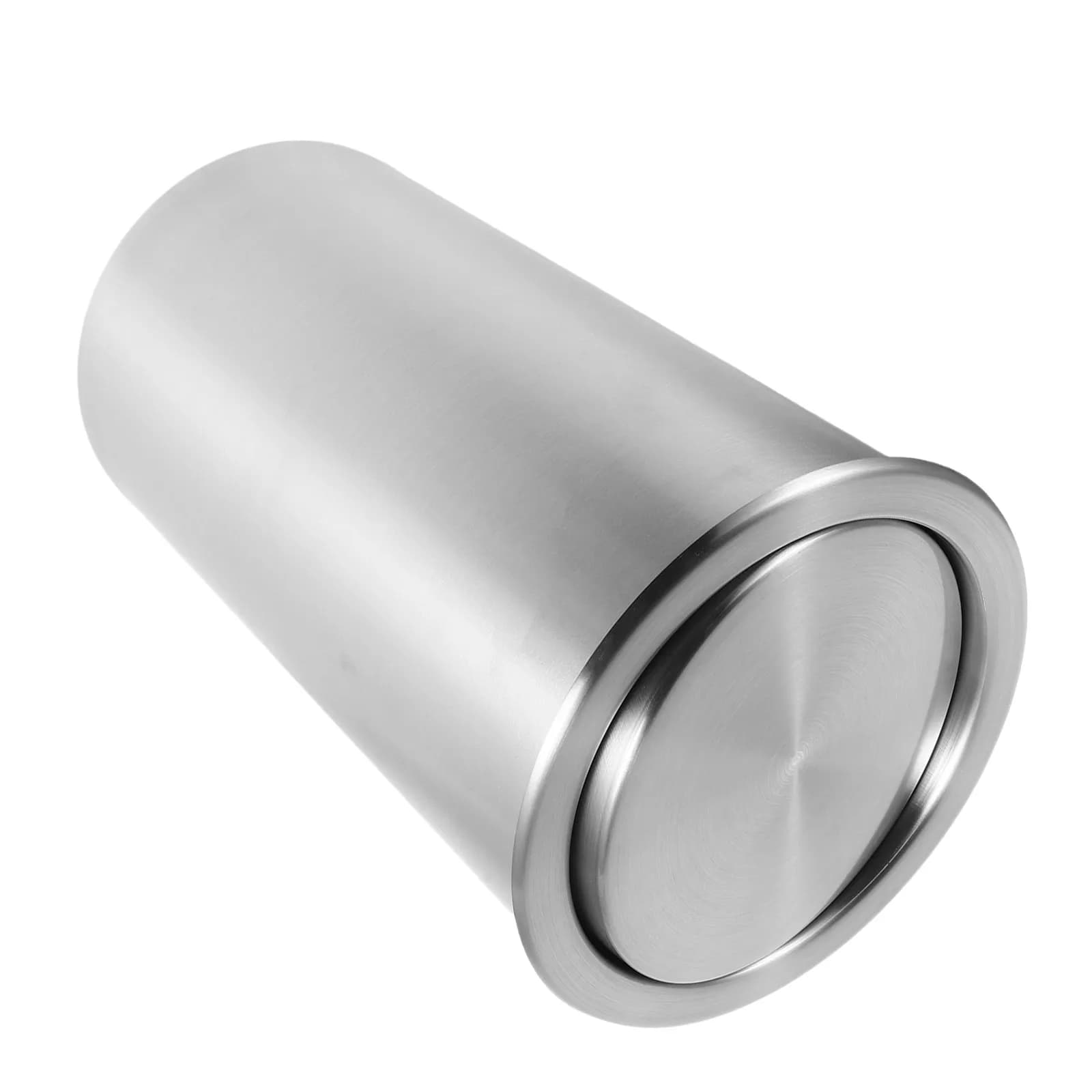 5.5L Embedded Trash Can Stainless Steel Round Countertop Built-in Swing Lid Kitchen Cabinet Waste Basket Garbage Bin