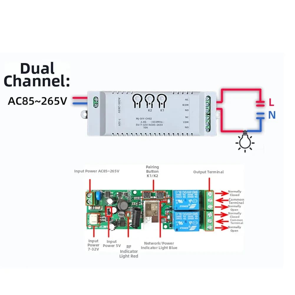 1pc Smart Switch Door Switch Curtain Module Relay Module Dual & 4 Channels Smart Switch For Mesh Smart Switch Voice-Controlled