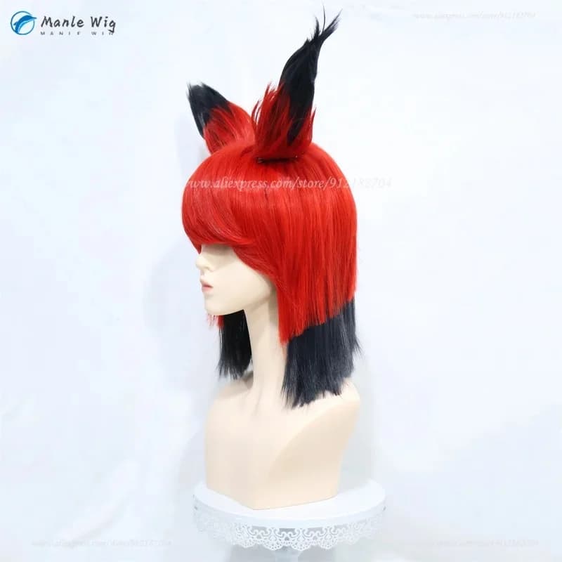 c;4\g,6'h.9/c;4\g,6'h.9/Hotel Alastor Cosplay Anime Wig Red Black Short Wigs With Ears Heat Resistant Synthetic Hair6'h\3,g'8/b'
