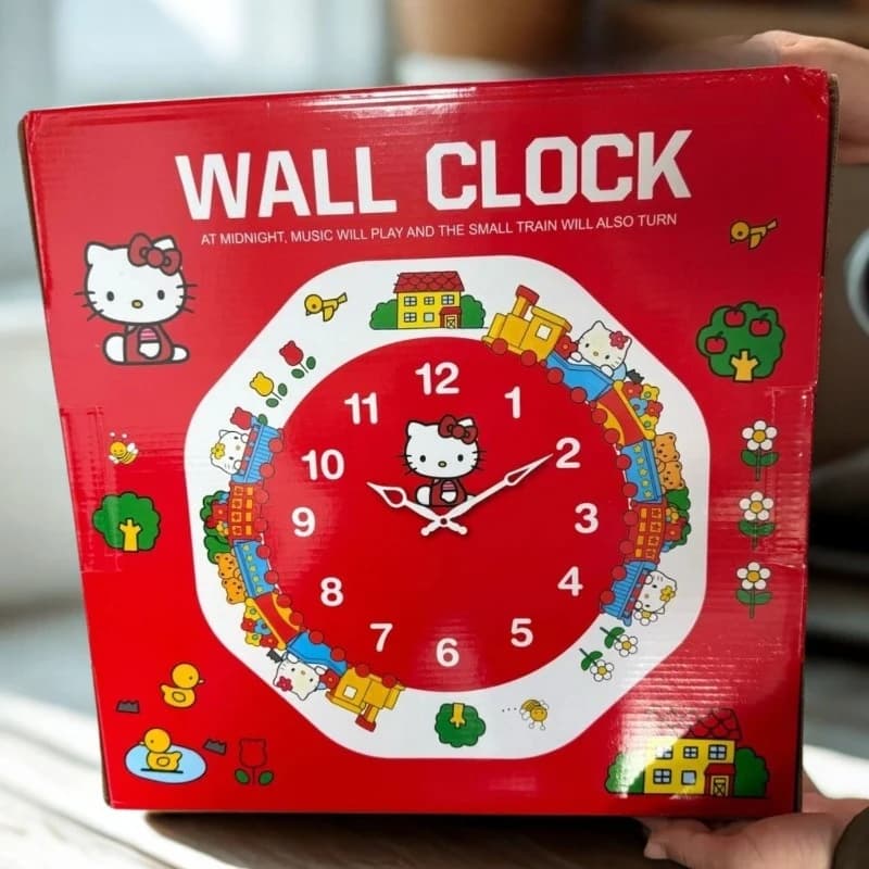 Orologio da Parete Ottagonale Sanrio HelloKitty 2026, Design a Trenino, Cartone Animato, Carino, Portatile, Facile da Leggere, Silenzioso, Durevole, Idea Regalo