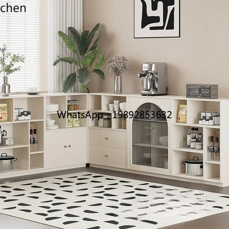 i7 Cream Wind Combination Meal Side Locker Kitchen Storage Tea Coffee Side Cabinet