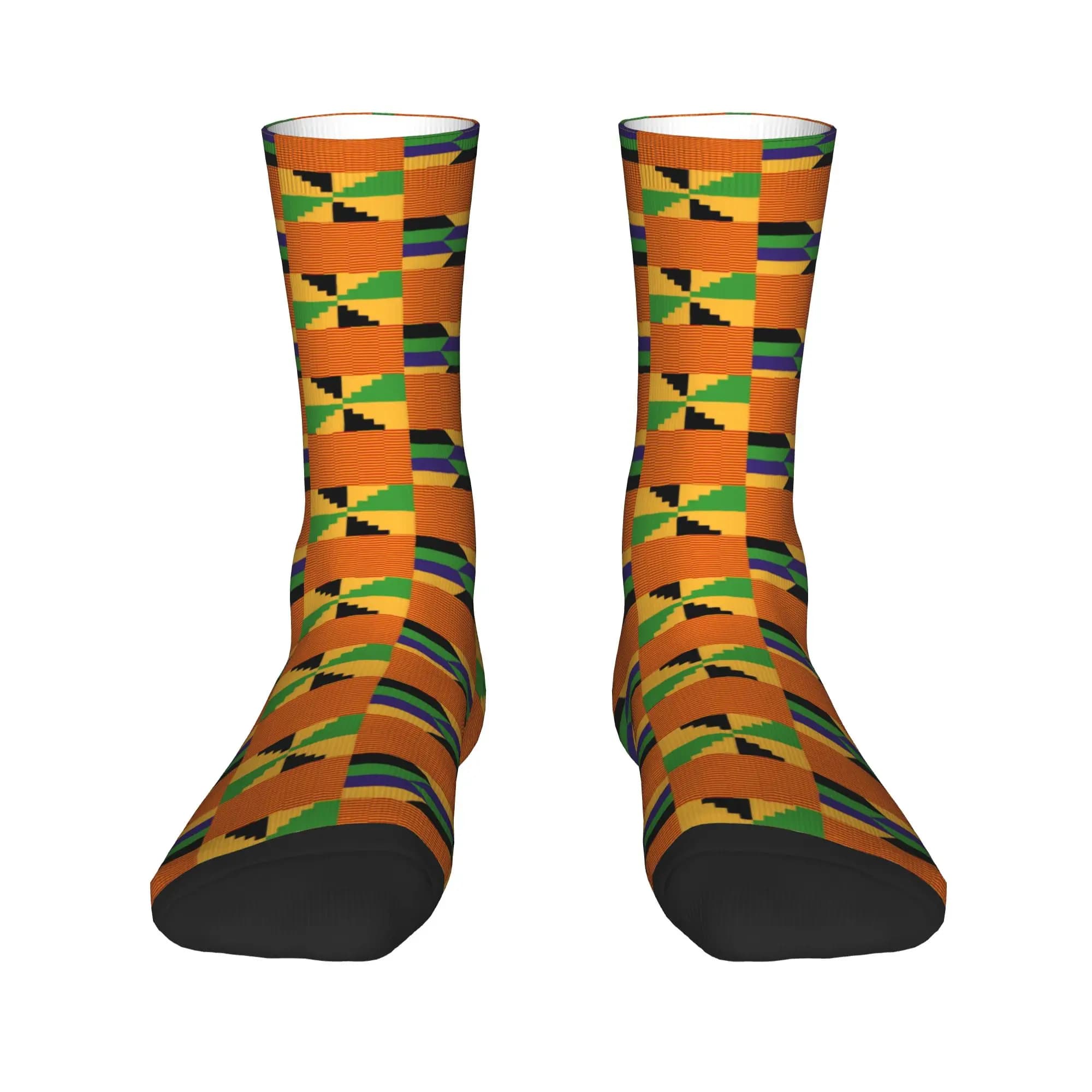 Calzini in tessuto Ashanti Kente con stampa carina per donna e uomo, elasticizzati, per estate, autunno e inverno, stile Ghana.