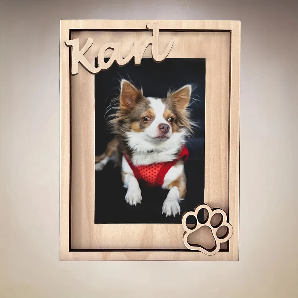 [Personalizzazione] Cornice personalizzata con nome per foto dell'immagine dell'animale domestico, con logo stampato a zampa - regalo commemorativo per cani inciso
