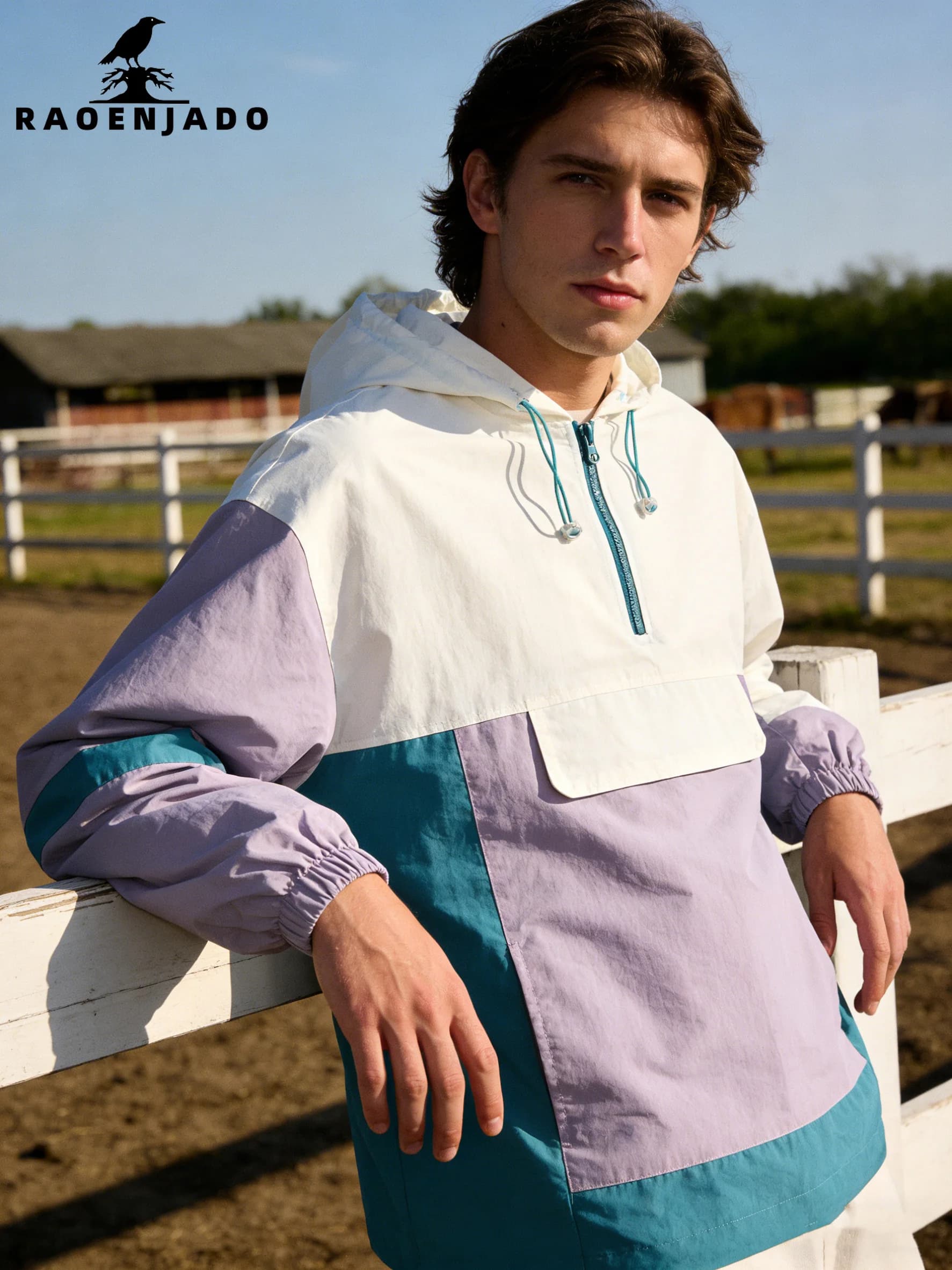 Giacca a Vento da Uomo Casual con Cappuccio, Cappotto Sportivo Mezza Zip, Streetwear Unisex, Abbigliamento da Lavoro con Tasca Frontale