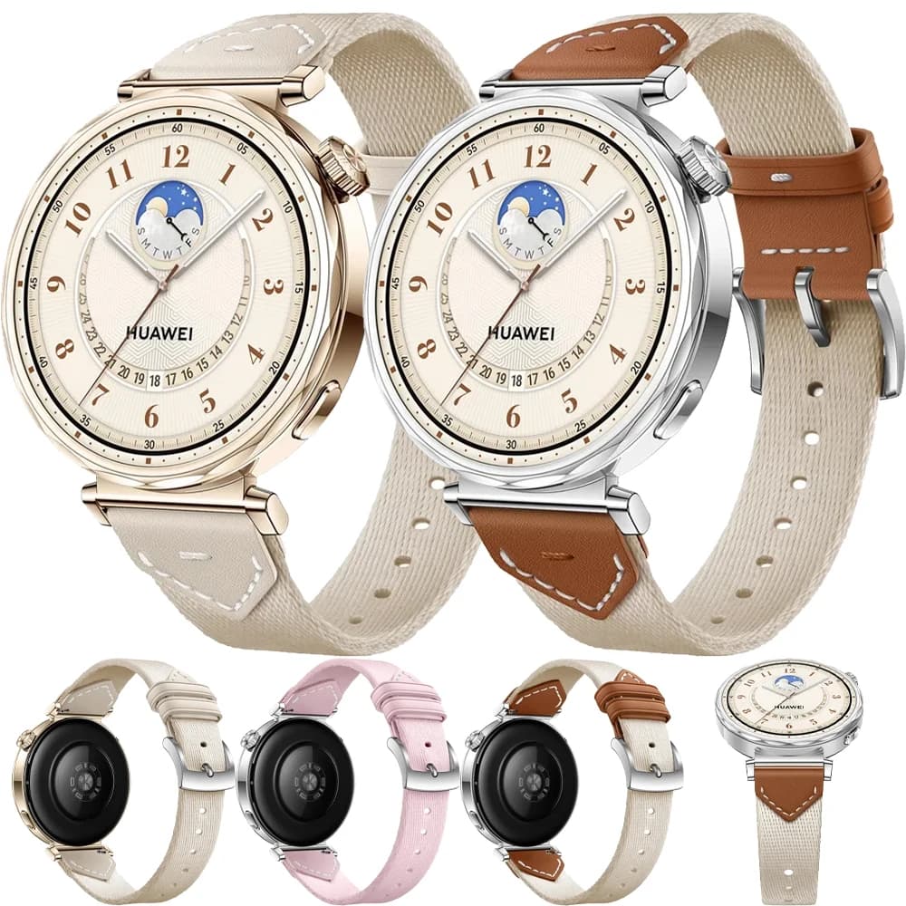 Cinturino Ufficiale in Nylon e Pelle da 18mm per Huawei Watch GT6/5/4/GT5 Pro 41/42mm, Cinturino Intrecciato da Donna con Fibbia in Metallo Traspirante