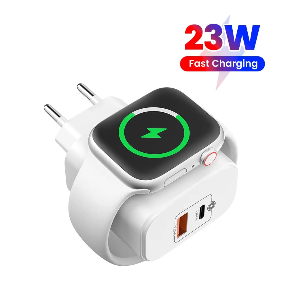 23W 3 IN 1 Wireless Charger for Apple Watch Series 11 10 9 8 7 6 5 4 SE Uitra 1/2 Charging for iWatch USB Charger for iPhone