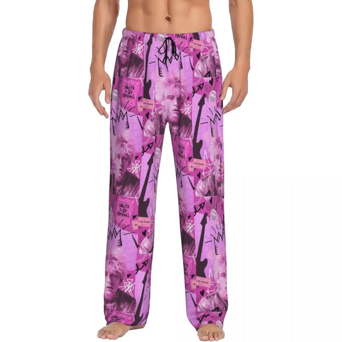 Pantaloni pigiama rapper personalizzati MGK M-Machine Gun K-Kelly per uomo Sleepwear Lounge Sleep Bottoms elasticizzati con tasche