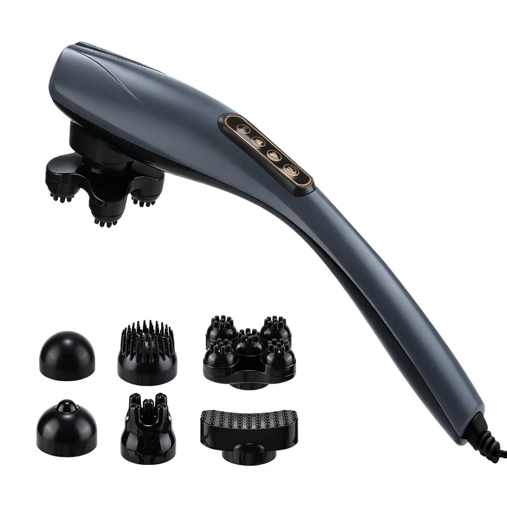 Electric Vibration Massage Gun, Handheld Deep Tissue Massager with 6 Interchangeable Heads, Muscle Relaxation Device for Body