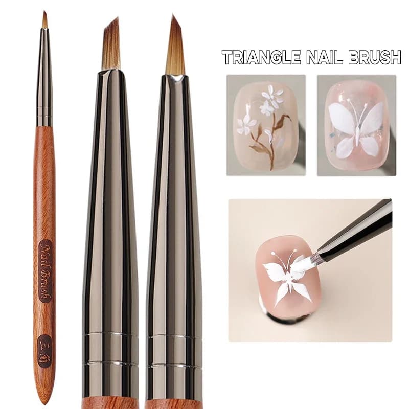Pennello triangolare per nail art Penna punte 3D Modello Fototerapia Pennello per unghie acrilico Gel UV Strumenti per manicure fai da te Pennelli per unghie con manico in legno