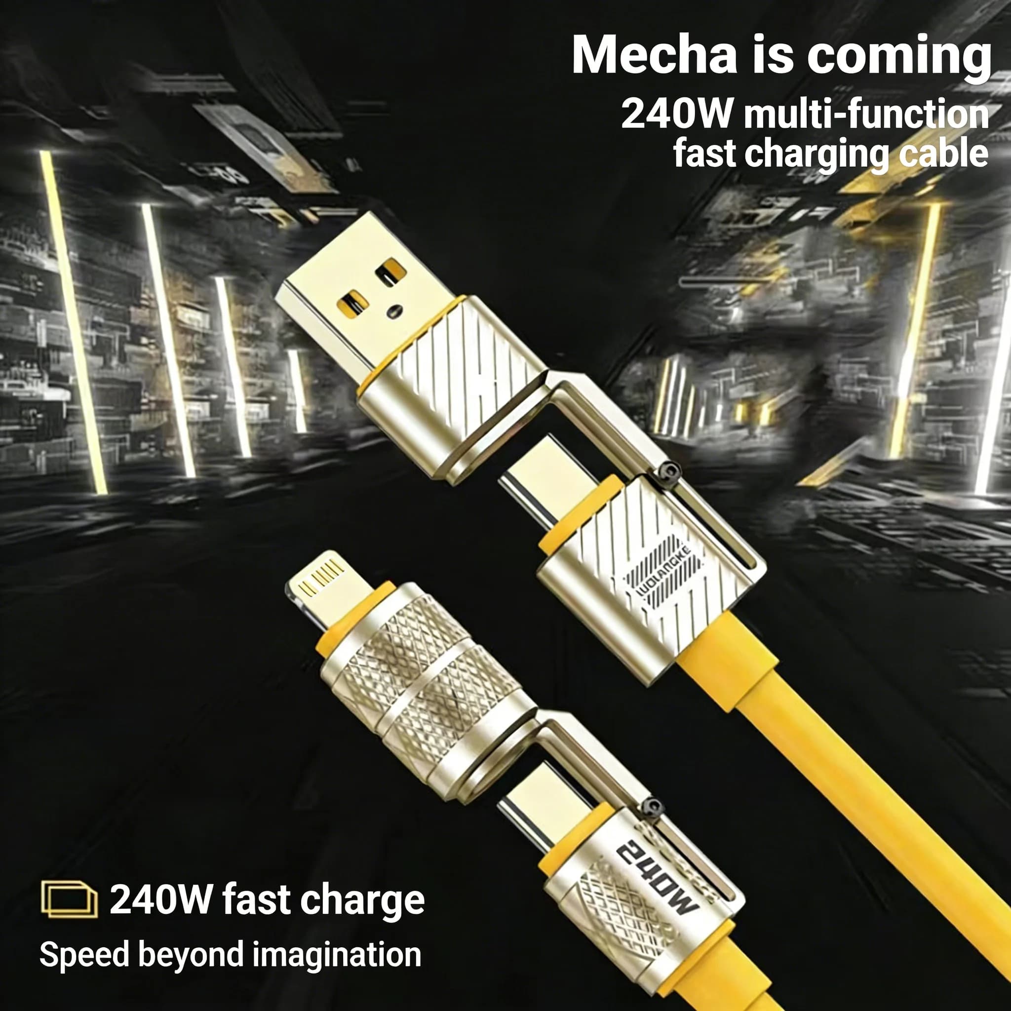 Compact 240W 4 in 1 USB C Fast Charger Cable Zinc Alloy Type C to C for iPhone 15 16 Pro Samsung Huawei Xiaomi 1PCS