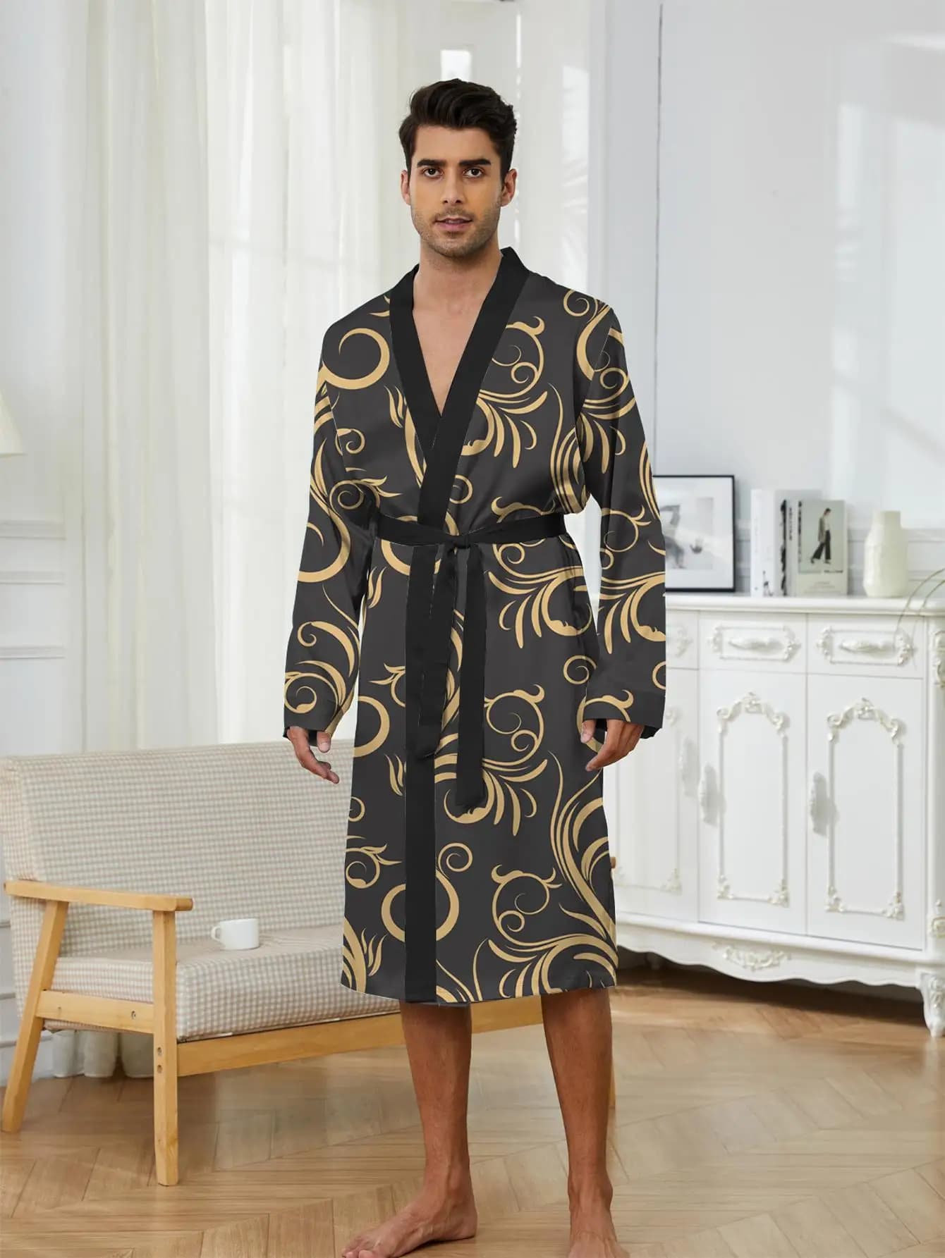 1pcs Men's Robes 2026 Spring/Summer Breathable Bathrobe Robes Robe man Sleepwear 3D Printed Graphic Bathrobe men