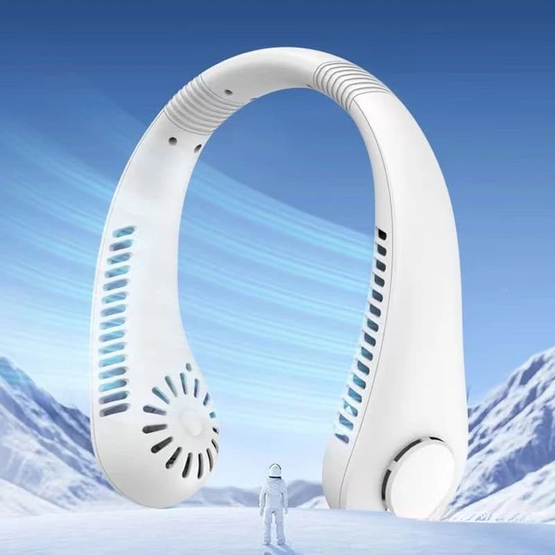 Mini Portable Bladeless Neck Fan Silent Multi-purpose Wearable Cooling Fan Elastic Soft Neckband Auto Adjust Long Endurance Batt