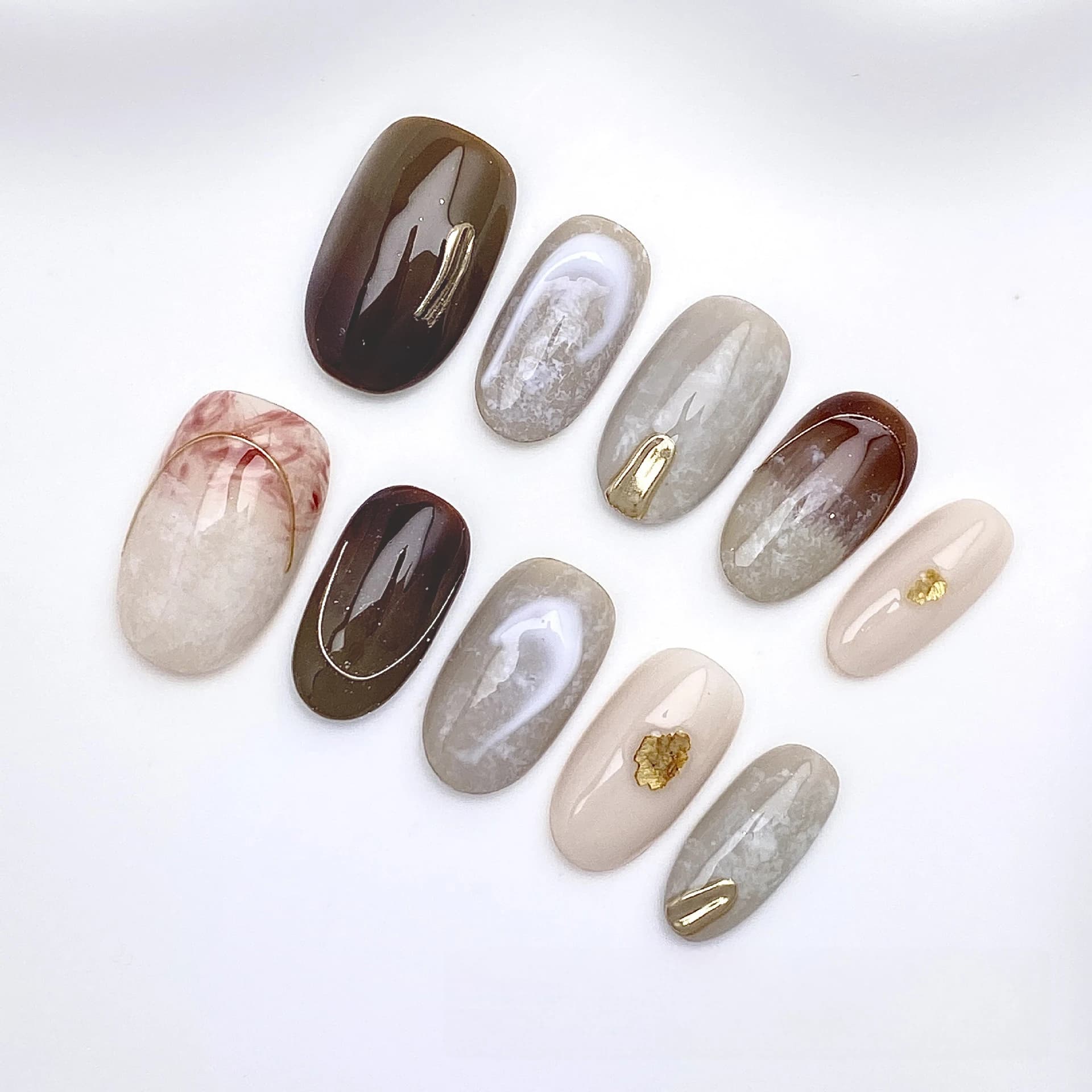 Unghie Finte 10pz/Set, Decorazione Unghie Fai-da-Te, Manicure con Strass, Unghie a Pressione con Copertura Completa