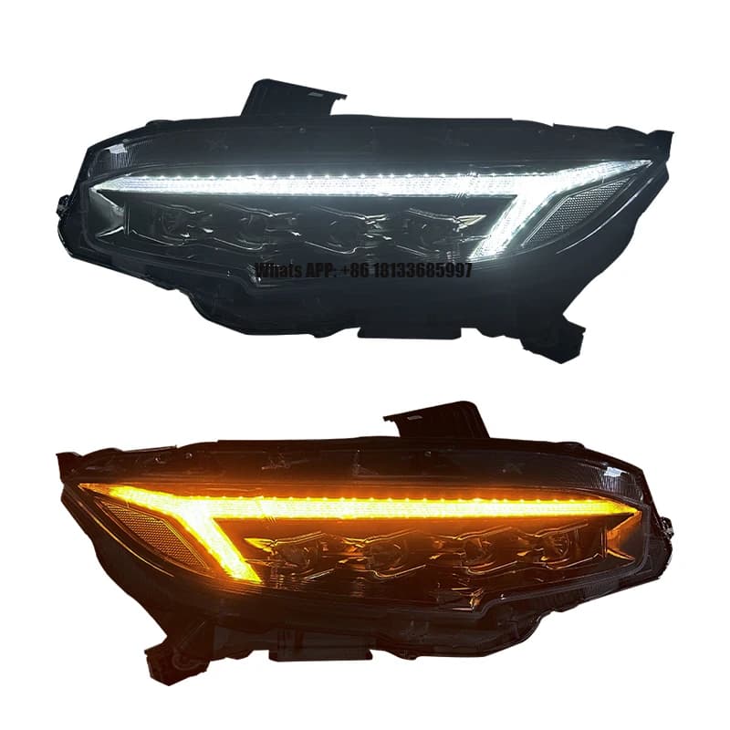 Accessori auto per Honda Civic 10a generazione 2016-2021, fari a LED, gruppo ottico anteriore con proiettori, plug and play.