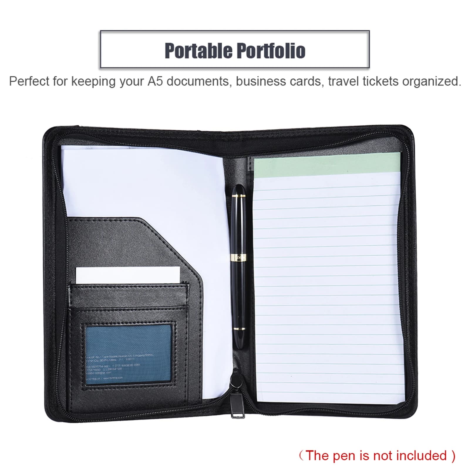 Cartella portadocumenti per conferenze in PU A4 con raccoglitore per calcolatrice cartella portadocumenti con Clip per Organizer per documenti con cerniera aziendale