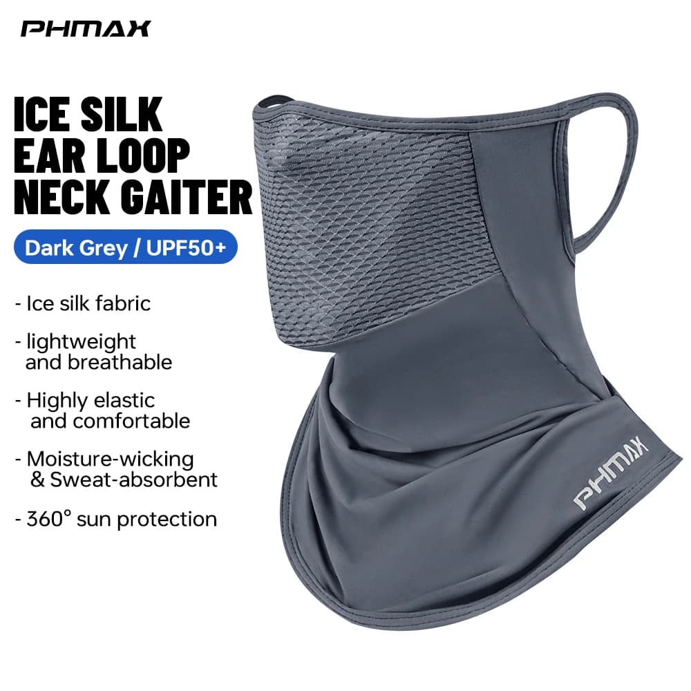 PHMAX Summer Cycling Face Mask Absorb Sweat Breathable Sport Face Scarf Neck GAITER UPF50+ EAR LOOP MTB Road Bicycle Bike Mask