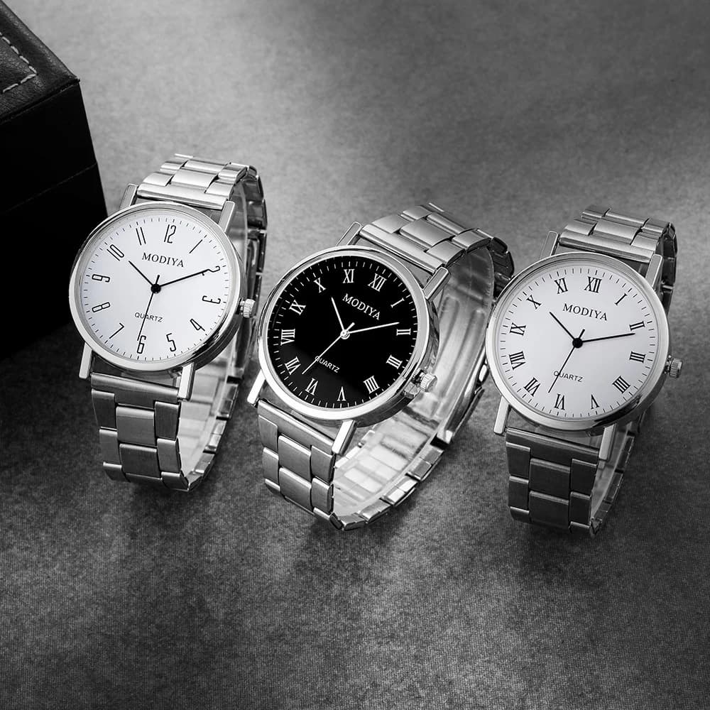 Orologio da uomo casual con cinturino in lega d'argento, orologi al quarzo da uomo