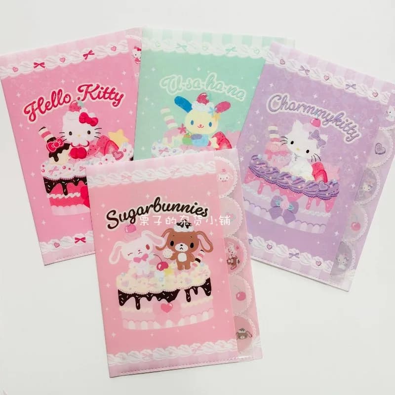 Cartella Portadocumenti A4L a 5 Tasche Sunstar Sanrio Giapponese, con Personaggi Kitty, CharmmyKitty, Sugarbunnies, Usahana, Giocattoli in Peluche Anime Kawaii, Regalo