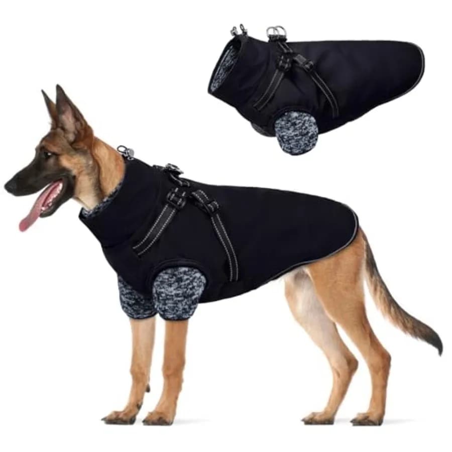 Cappotto per Cani 3 in 1, Giacca Invernale Impermeabile con Imbracatura Integrata, Antivento, con Fodera in Pile Staccabile