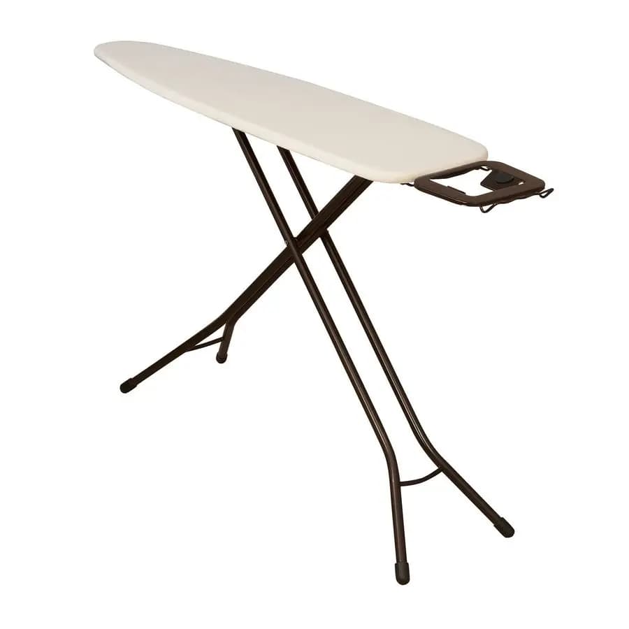 Asse da Stiro Ultra, 4 Gambe, con Piano in Acciaio e Supporto per Ferro, Rivestimento in Cotone con Imbottitura in Fibra, Resistente al Calore e alle Macchie, Bronzo Antico F