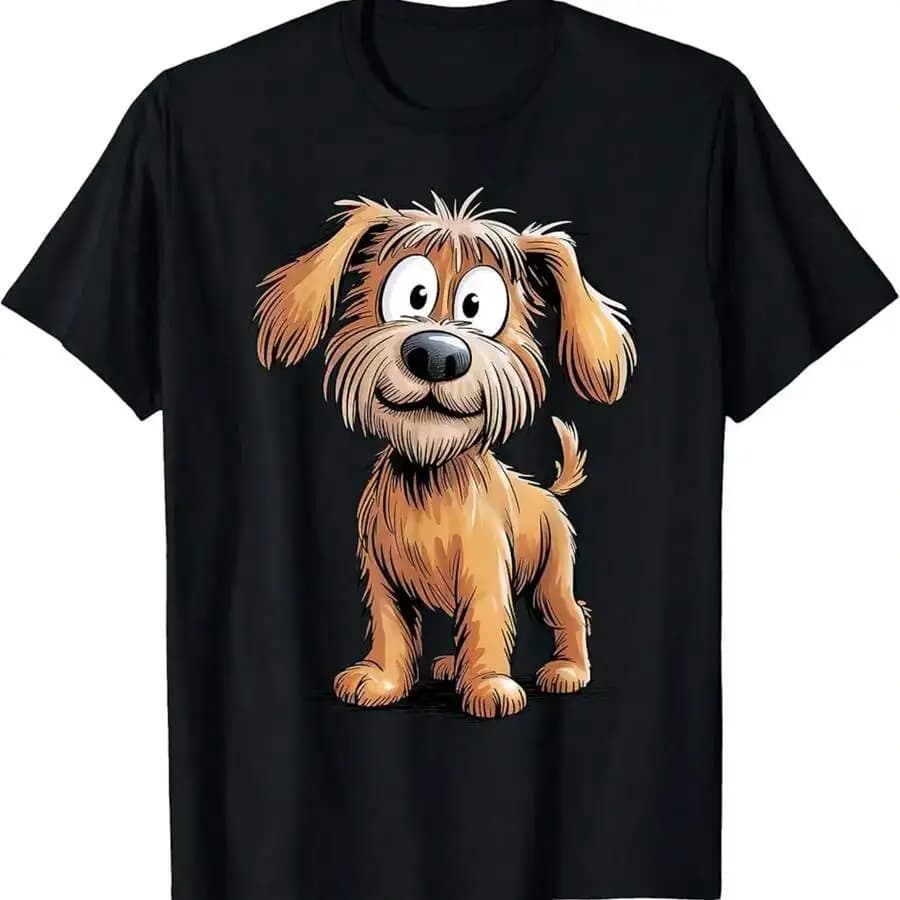 Cute Dog Graphic T-Shirt 100% Cotton Black Oversized Adult Tee