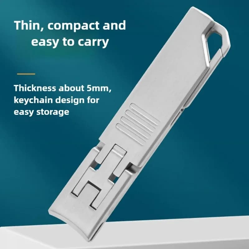 Ultra Thin Portable Fingernail Clipper Small Pocket Folding Nail Clippers, Wide Jaw Cutter with Keychain Curved Trimmer, Flip Op