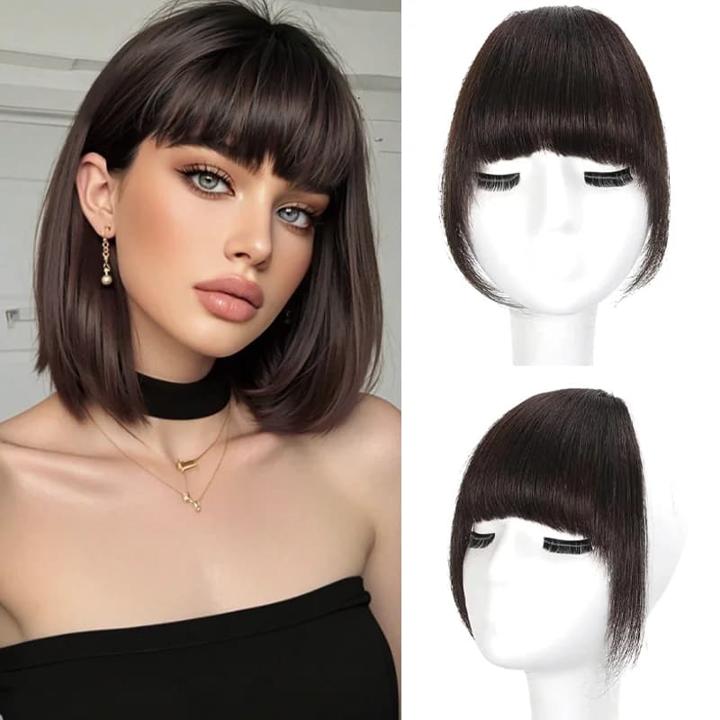 Ladies Daily 3D Blunt Air Bangs Hair Pieces 100% Real Human Hair 20G Clip In Extensions Flexible 3 Clips Soft Texture Natural Hair Enhancement Effect