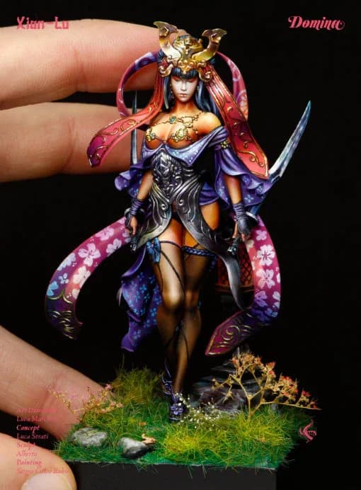 Rapporto 75mm (1:24) resina figura modello Kit Xian Lu guerriero femminile non assemblato non verniciato miniature statua