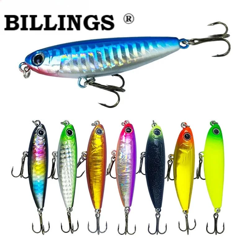 BILLINGS 1pcs Long-Cast Pencil Lure 6cm/6g Floating Realistic Hard Lure Practical Lures for Freshwater and Saltwater Fishing